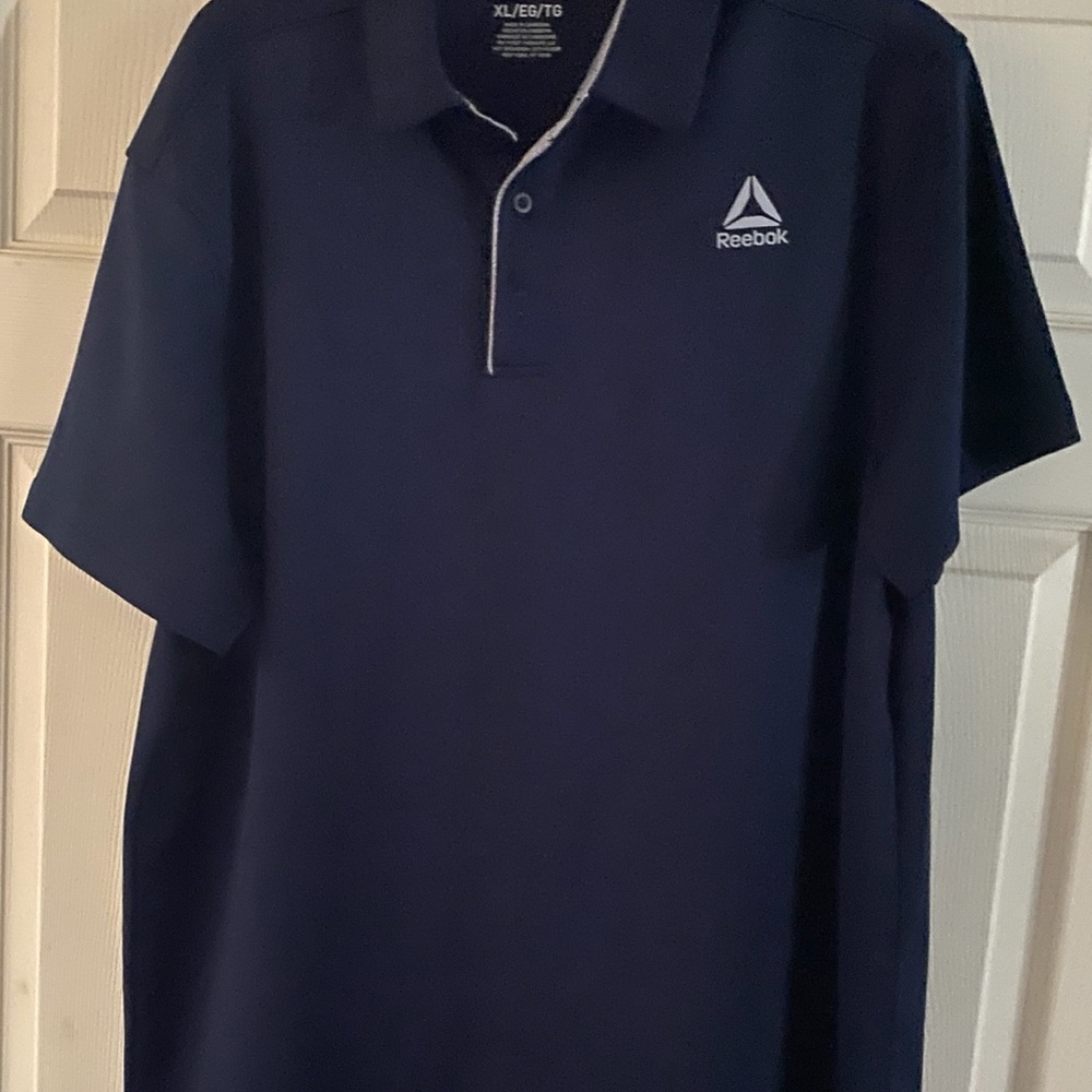 Reebok Men's Dark Navy Polo with White Logo Trim
